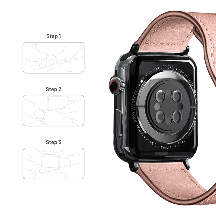 Porodo iGuard Leather Loop Watch Band For Apple Watch 42/44/45mm - Pink