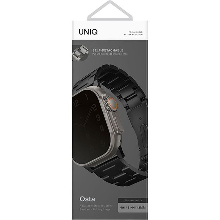 UNIQ Osta Apple Watch Steel Strap with Self-Adjustable Links - Midnight Black