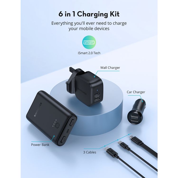 Power Bank RAVPower RP-PB210-BK 6 in 1 Prime Power Bank Combo - Black
