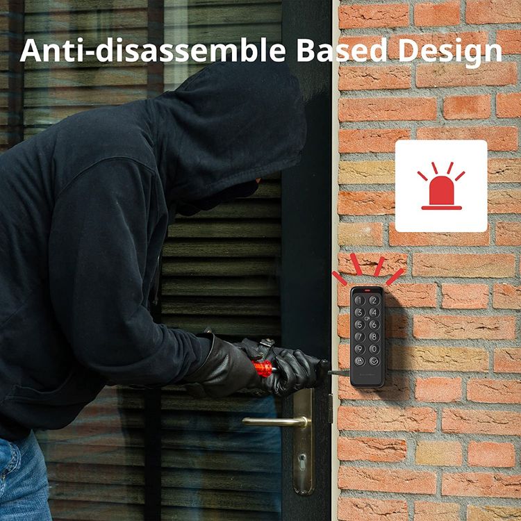 SwitchBot Keypad Touch For SwitchBot Door Loc, store fingerprints, Easy One-Key Locking, Simple Installation, Security Alerts, supports password unlocking and SwitchBot Card - Black