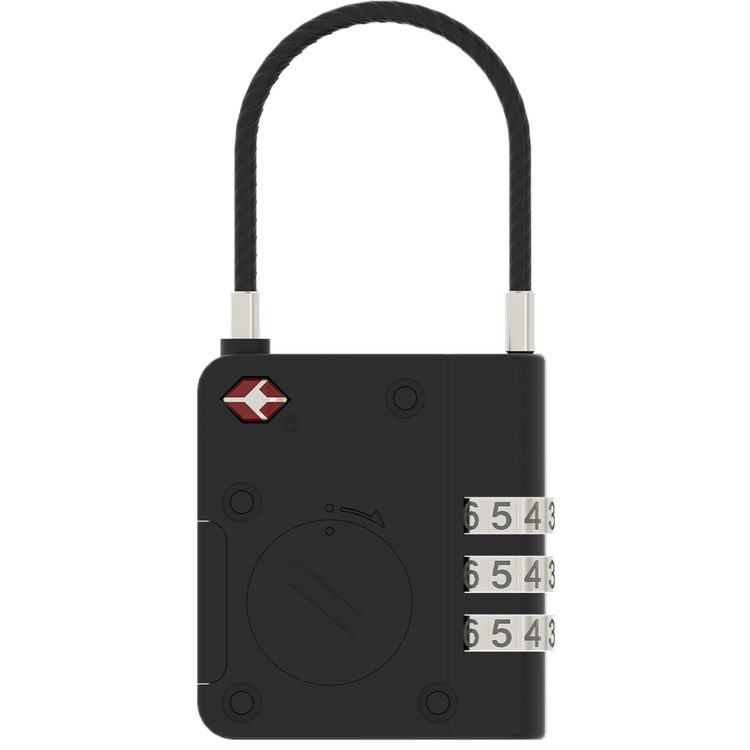  Levelo TabiLock TSA Approved Smart Luggage Lock, 120 Days Working Time, Replaceable Lithium Coin Battery, 3-Digit Combination Lock, Anti-Theft System, Steel Cable with Aluminum Alloy Finish - Black