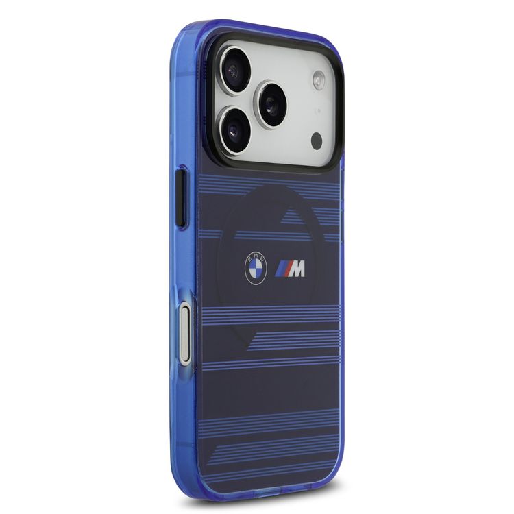 BMW MagSafe Transparent IML Case with Metal Buttons & Line Designs for iPhone 17 Pro Max, Sustainable Packaging, Easy Snap-On, Slim Profile, Drop Protection - Blue