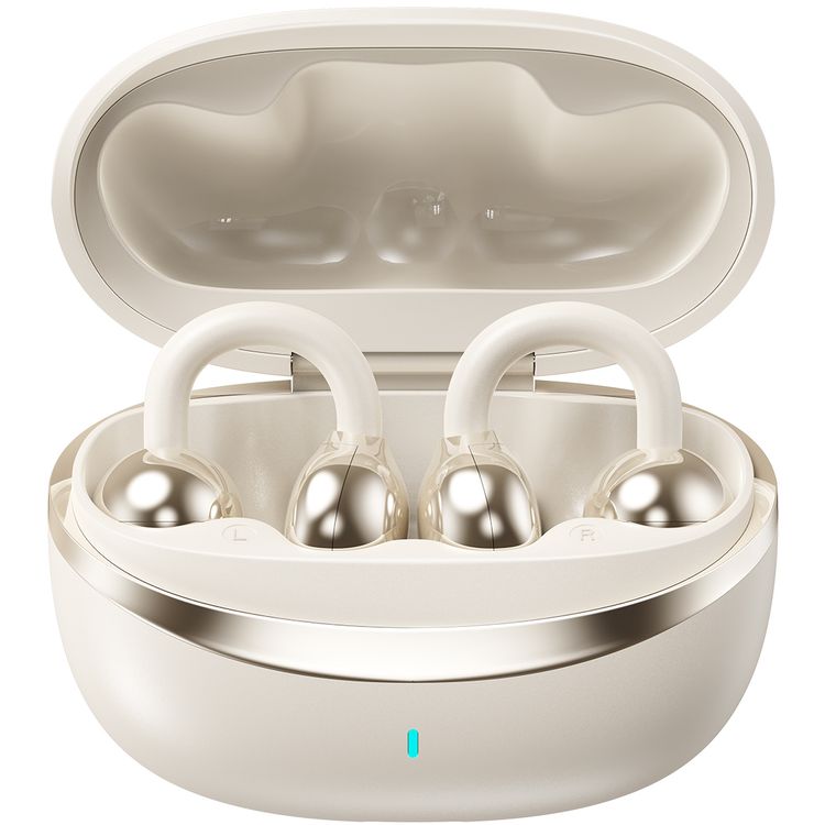 سماعات الأذن Green Lion Sonix Clip مع إلغاء الضوضاء البيئية، حتى 6 ساعات من التشغيل، نطاق نقل 10 أمتار، تصنيف مقاومة الماء IPX5، تحكم باللمس - لون كريمي