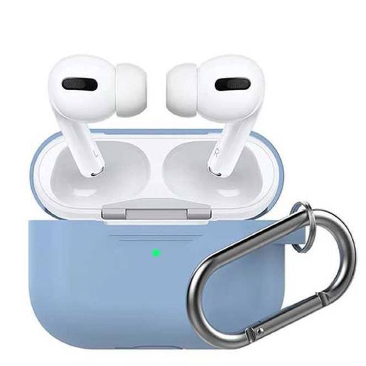 جراب سلسلة مفاتيح سيليكون بغطاء كامل من AhaStyle لسماعات Airpods Pro - أزرق سماوي