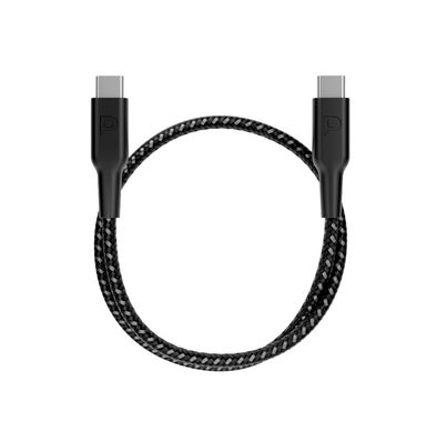 Powerology Braided USB-C to USB-C with 60W Power Delivery, 30cm Cable Length, Universal Compatibility, Fast Charge & Data Transfer - Black