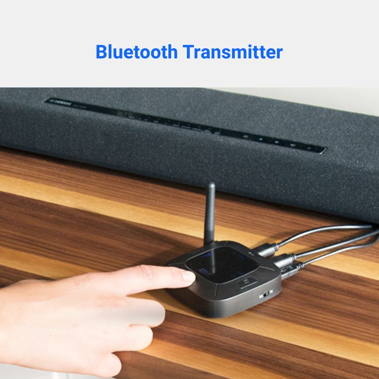 MEE audio - Connect Hub, Bluetooth Audio Transmitter and Receiver, Dual Bluetooth Connection, Conect Two Devices Simaltaneously, Long Range up to 30m, Easy - Voice Assisted Set-Up with aptX LL/HD (Black)