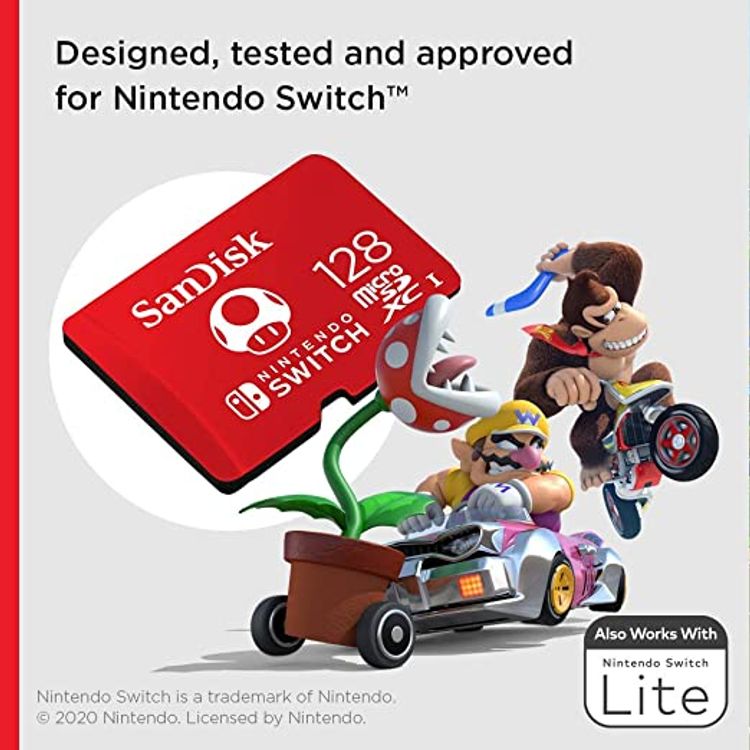 SanDisk 128GB MicroSDXC UHS-I Memory Card for Nintendo Switch - SDSQXAO-128G-GNCZN - Red