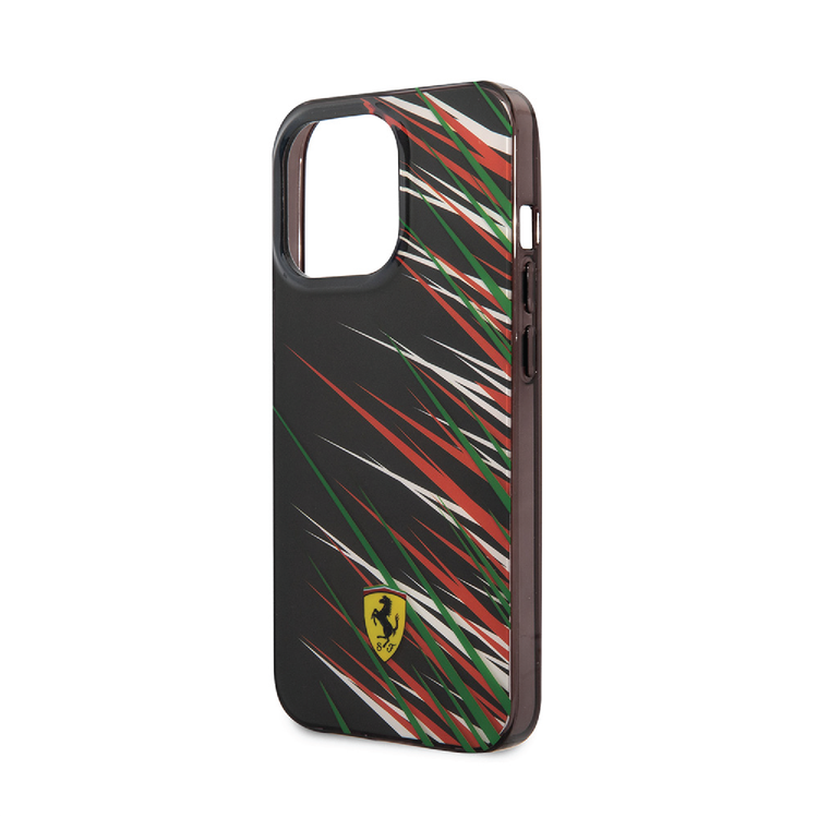 Ferrari PC/TPU Case with Double Layer Grass Print iPhone 14 Plus Compatibility - Black