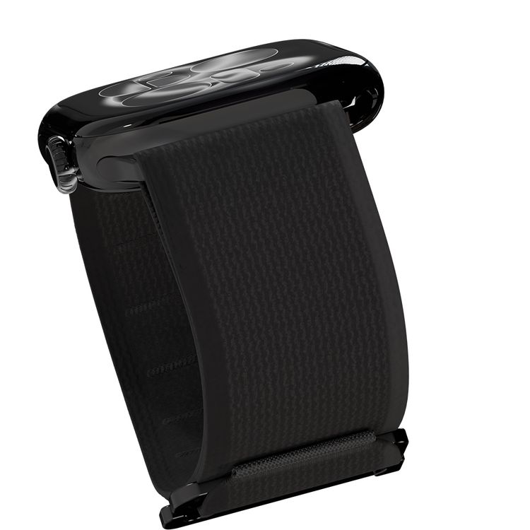 Levelo Malo Nylon Watch Strap with Unique Woven Structure, Sweat & Water Resistant, Lightweight Nylon, Adjustable Strap Fit, Quick Strap Setup, Adjustable G-Buckle Closure Type, 135mm – 210mm Fit Size Range, Compatible with Apple Watch 49mm / 46mm / 45mm / 44mm / 42mmm - Black