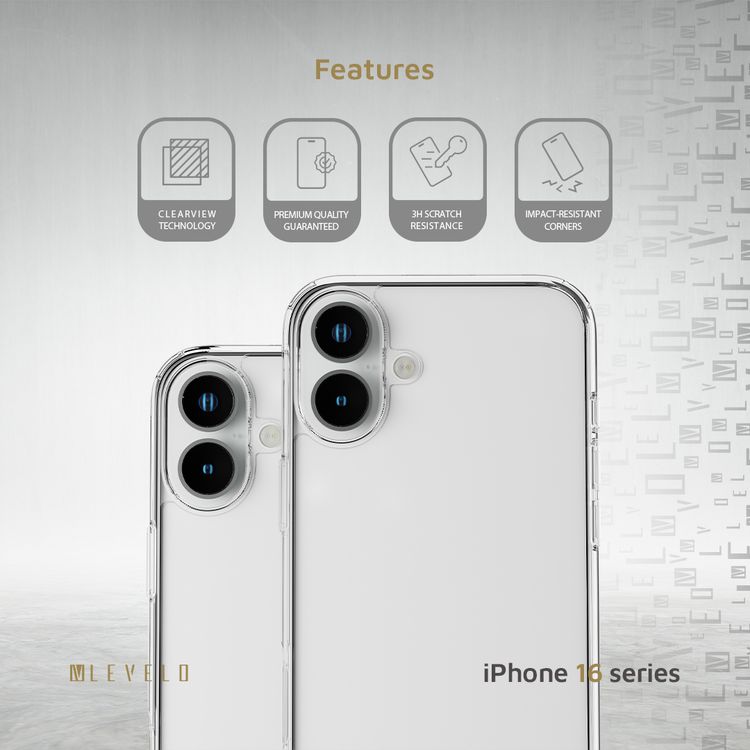 Levelo Clara Case for iPhone 16 Pro Plus with Clearview Technology, 3H Scratch Resistance - Clear
