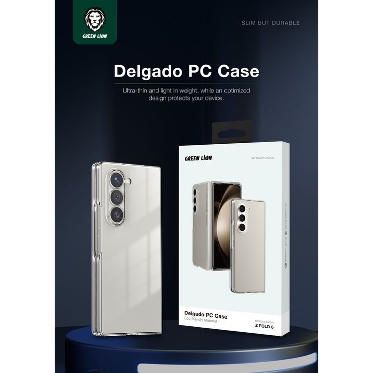 حافظة الكمبيوتر Green Lion Delgado لهاتف Samsung Galaxy Z Fold 6 - شفافة