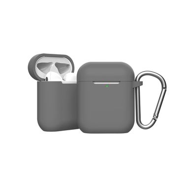 Green Lion Berlin Series Silicone Case for Airpods 1 & 2, Metal Carabiner Included, Anti-Scratch, Water-Resistance, Slim & Lightweight - Gray