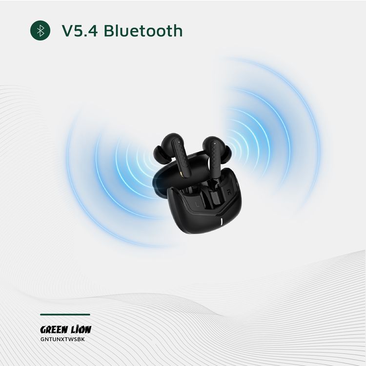 Green Lion Tune X Wireless Earbuds Tune with Touch Control, IPX3 Water Resistance Level, Type-C Charging Port, Bluetooth Version 5.4, In-App Control, ABS + PC Material - Black