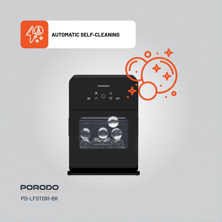 Porodo Lifestyle Sphere Ice Machine with Automatic Self-Cleaning, 4 Ice Spheres per Cycle, 1.6L Water Tank Capacity, Quiet & User-Friendly - Black