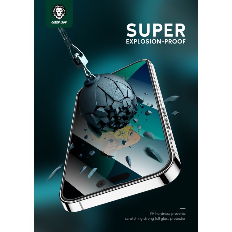 Green Lion 3D Silicone Privacy Glass Screen Protector for iPhone 14 - Black