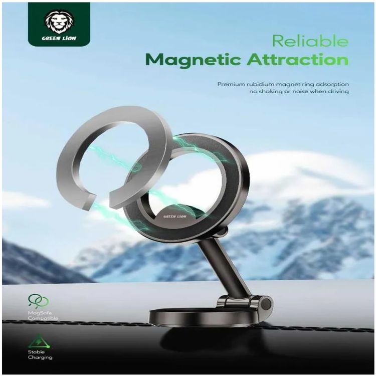 Green Lion Maghold 360 Car Mount, MagSafe Compatible, Powerful Magnet, Zinc Alloy Material - Black