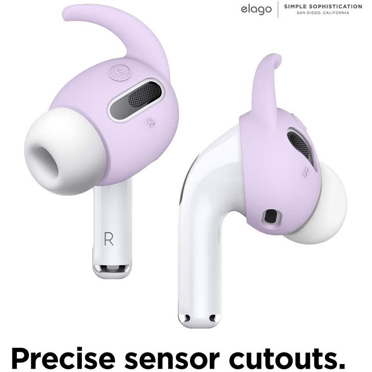 Elago Earbuds Hook Cover, Protective Buffer for Apple AirPods Pro Suitable for Jogging, Cycling, Gym & Fitness Activities [4 Pairs: 2 Large + 2 Small] - Lavender