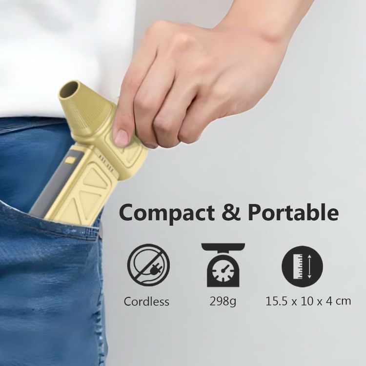 Green Lion Jet Pro Lite with Magnetic Nozzle, 4000mAh Battery Capacity, 130000 RPM, 180W Power, ABS Material, Brushless DC Motor, Type-C Charging Port - Khaki