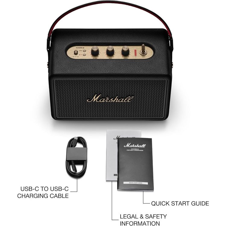Marshall Kilburn III Portable Wireless Speaker with 50+ Hours Playtime, Stereo Sound, 3.5mm AUX & Auracast Connectivity, Bluetooth Version 5.3, IP54 Water Resistance Level - Black / Brass
