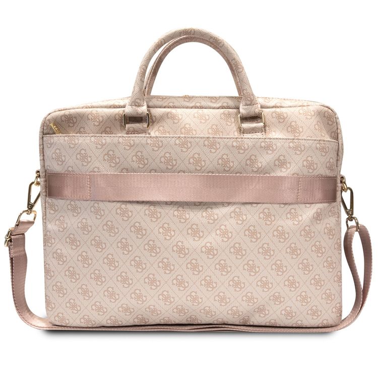 Guess Laptop Bag with 4G Stripes Pattern - 16" - Pink