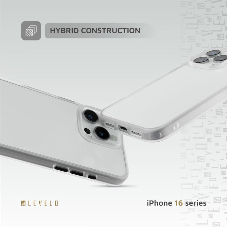 Levelo Solo Case for iPhone 16 Pro Max with Clearview Technology, Matte TPU Bumper, Comfortable Grip, Impact-Resistant Corners, 3H Scratch Resistance - White