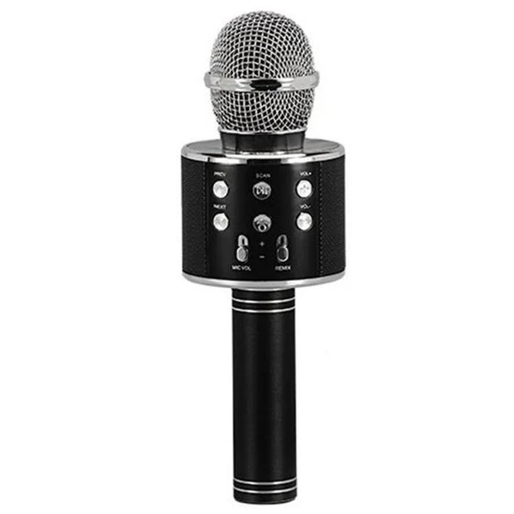 مكبر صوت هاي فاي بميكروفون لاسلكي من بورودو WS-858، ميكروفون كاريوكي محمول بتقنية البلوتوث، جهاز تشغيل مكبر الصوت للأطفال والكبار وحفلات KTV المنزلية المتوافقة مع أجهزة Android وiPhone - أسود