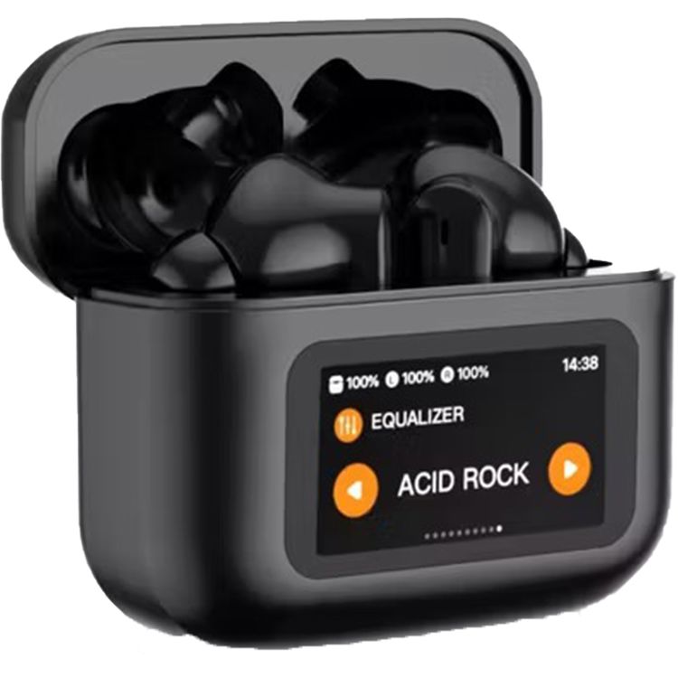 Green Lion Smart Touch Earbuds with Hands-Free Calls, Multi-Function Toch, Built-In Touch Control Display, Bluetooth Version 5.3, 5 Hours Play Time, Hi-Fi Sound - Balck