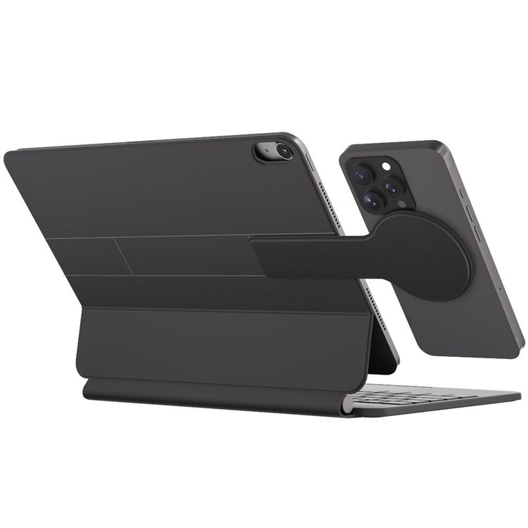Powerology Dynaboard Wireless Keyboard Case for iPad Pro 11" (M4), MagSafe Phone Holder, Touch Pad, Multimedia Keys, 500mAh Battery Capacity, 8 Days Working Time, 2.5 Hours Charging Time, Easy Pencil Access, Bluetooth Version 5.1, 10m Transmission Range, Snap-On Attachment - Black