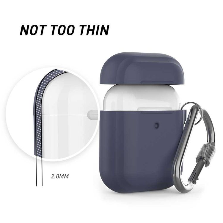 جراب سلسلة مفاتيح اهاستايل الفاخر مع حلقة مضادة للفقد متوافقة مع ايربودز 1/2 ، مقاومة للخدش ، امتصاص الصدمات ، حماية من السقوط ، واقية ضد الغبار - ازرق غامق