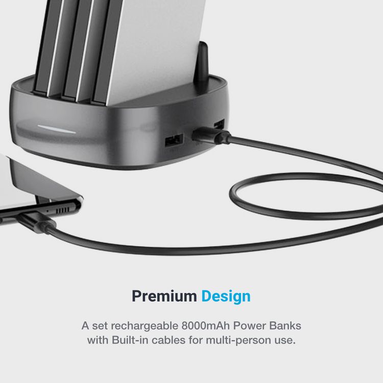 باورولوجي محطة باور بانك 8 في 1 بسعة 8000 ملي امبير في الساعة مع كابل مدمج وبنك طاقة محمول ومحطة شحن سريعة ومتوافقة مع اجهزة ايفون ، اجهزة اندرويد ، منافذ شحن من النوع سي - فضي