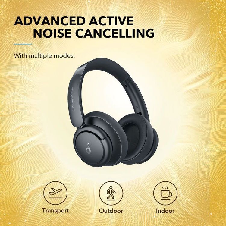 Soundcore Life Q35 Noise Cancelling Headphones with Auto Pause Audio, Compact Travel Case, NFC Connection, 40 Hours Battery Life - Black