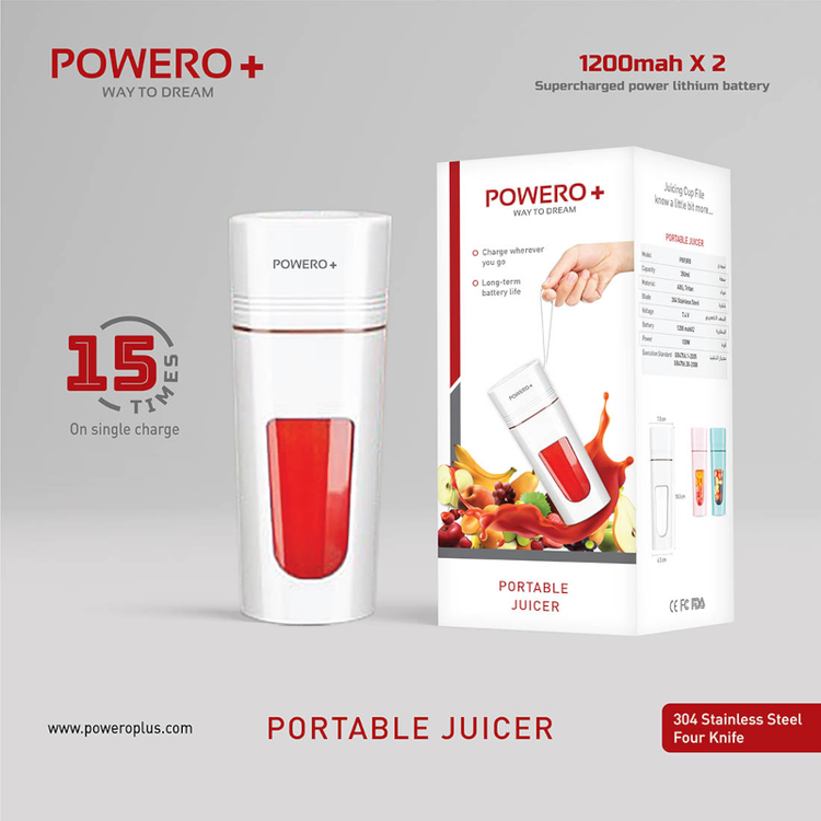 Powero+ Portable Juicer 350mL 100W - White