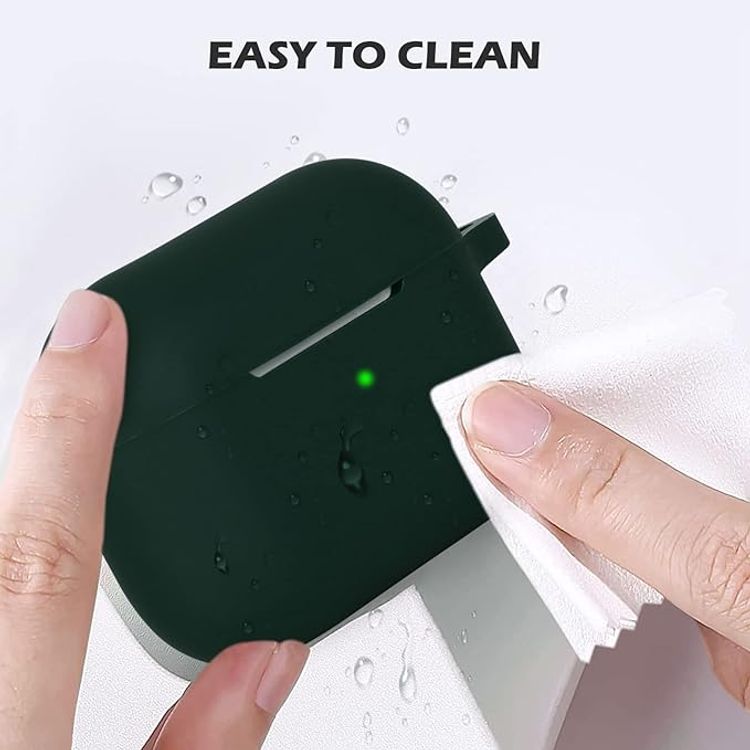 Ahastyle Premium Silicone Skin Case Compatible for AirPods Pro - Front LED Visible Wireless Charging - Dustproof - Shock Absorption - Impact Drop Protection Cover - Midnight Green