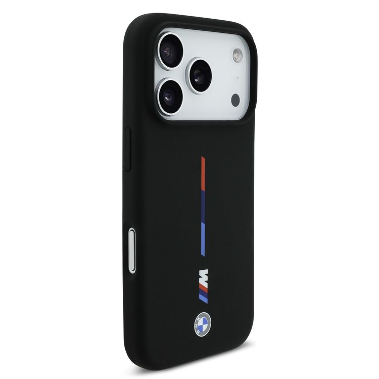 BMW MagSafe Liquid Silicone Case with Printed Tricolor for iPhone 17 Pro Max, Sustainable Packaging, Easy Snap-On Design, Slim Profile, Drop Protection - Black
