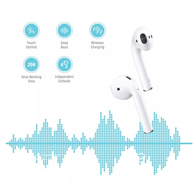 Porodo Blue Deep Bass Wireless Earbuds 2, One-Step Pairing, Comfortable Fit, Independent Earbuds, Touch Control, Deep Bass -  White