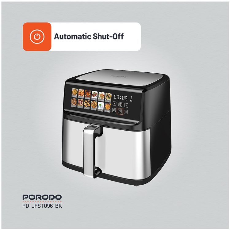 Porodo Lifestyle Dual Mode Air Fryer with Touch Control, 2200W Rated Power, Large Capacity 11L Air Fryer, Automatic Shut-Off, Up to 12 Hours Working Time - Black