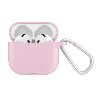 Green Lion Berlin Series Silicone Case for Airpods 4, Metal Carabiner, 360° Full Protection, Shock Absorbent, Skin Friendly Silicone, Washable Material - Pink