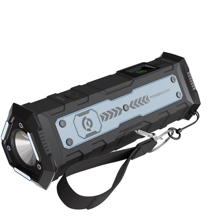 Powerology Torchpower 20000mAh Power Bank with 3 Flashlight Modes, 100 Lumens Brightness Level, PD 100W, QC3.0, Dual Type-C & USB-A Ports, Powerful Laptop Charging, Fast Charging Supports, Universal Compatibility - Black