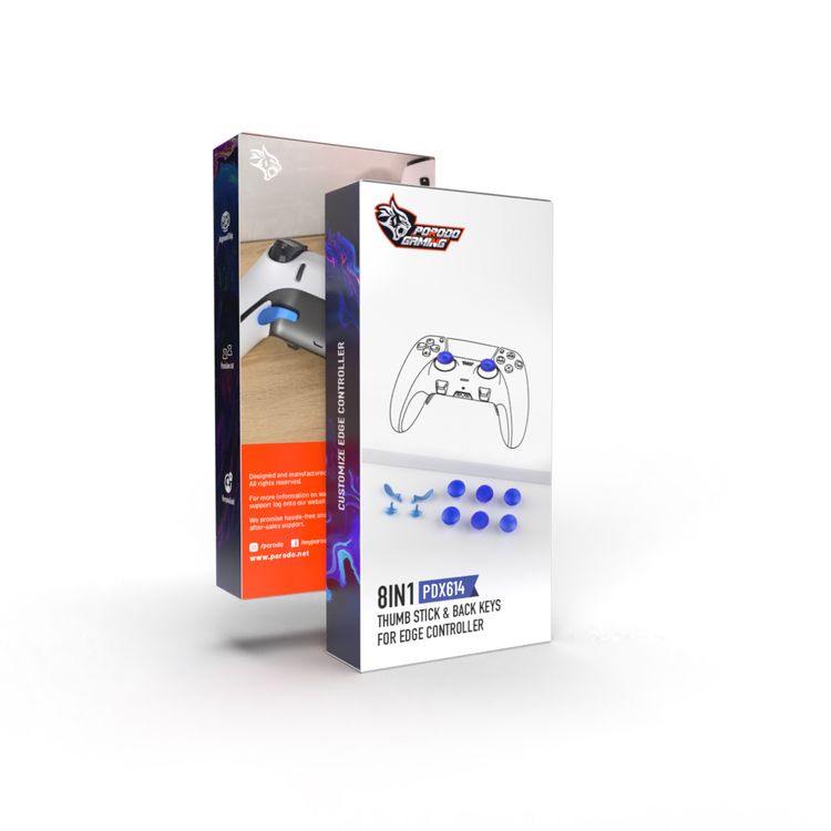 Porodo Gaming PS5 Edge Controller Stick Caps with Multiple Heights and Styles, Ergonomic Fit for Extended Gaming Sessions, Improves Accuracy and Comfort During Gameplay, Precision Cut, Easy to Attach and Remove - Blue