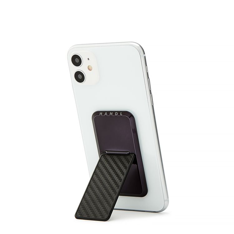 Handl Carbon Fiber Mobile Stand Phone Grip with Popl Instant Sharing Device - Black Carbon Fiber
