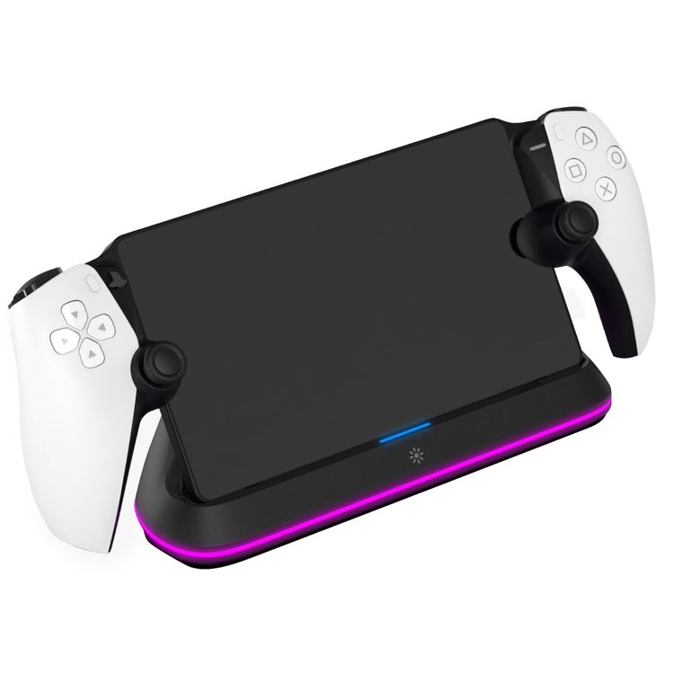 Porodo Gaming PlayStation Portal Charging Dock with Anti Slip Base, Built-in Safeguard, ABS Material, RGB Light - Black 