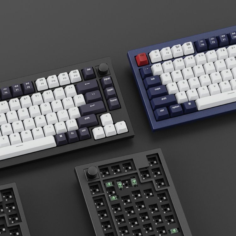 كي كرون لوحة مفاتيح ميكانيكية Q1 QMK Gateron Phantom مزودة بمقبض ومفتاح RGB ومفتاح أحمر وقابل للتبديل السريع المخصص | لوحة مفاتيح ألعاب بتصميم مريح - كحلي