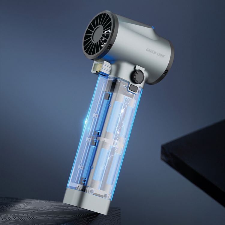 Green Lion GB-186X Turbo Blower with 4000mAh Battery Capacity, 2.5 Hours Charging Time, 6-80 Minutes Working Time, DC Charging Port, ABS, Silicone & Metal Paint Material - Silver