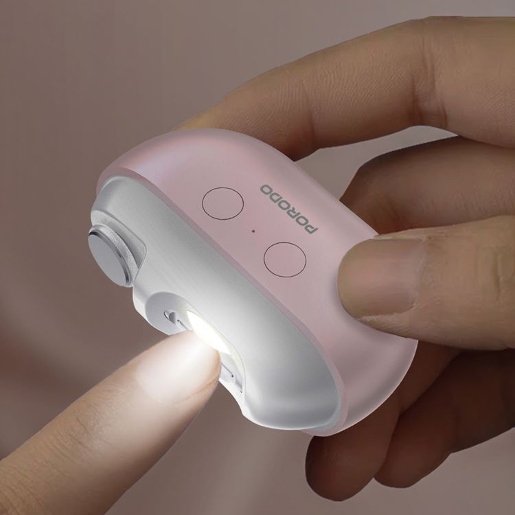 Porodo Multi-Function Electric Nail Clipper with Dual-Speed Settings for Trimming & Polishing, 500mAh Battery, 3 Hours Working Time, Built-in LED Light, Magnetic Safety Cover, USB-C Charging Port - Pink