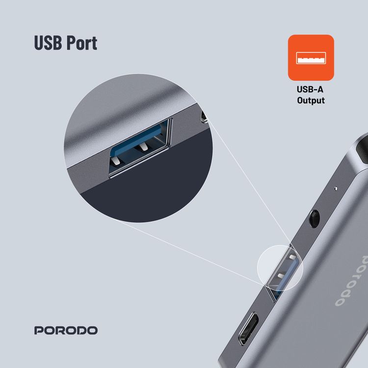 Porodo 4in1 USB-C Hub Type-C PD 100W HDMI USB 3.5mm Aux
