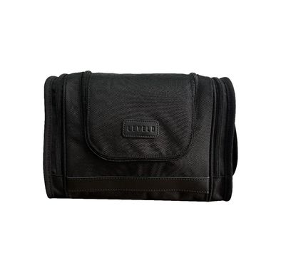 Levelo Trousse Toiletry Bag with Multiple Compartments, Ample Space, 1680D Polyester Material, Water Resistant, Lightweight Design - Black