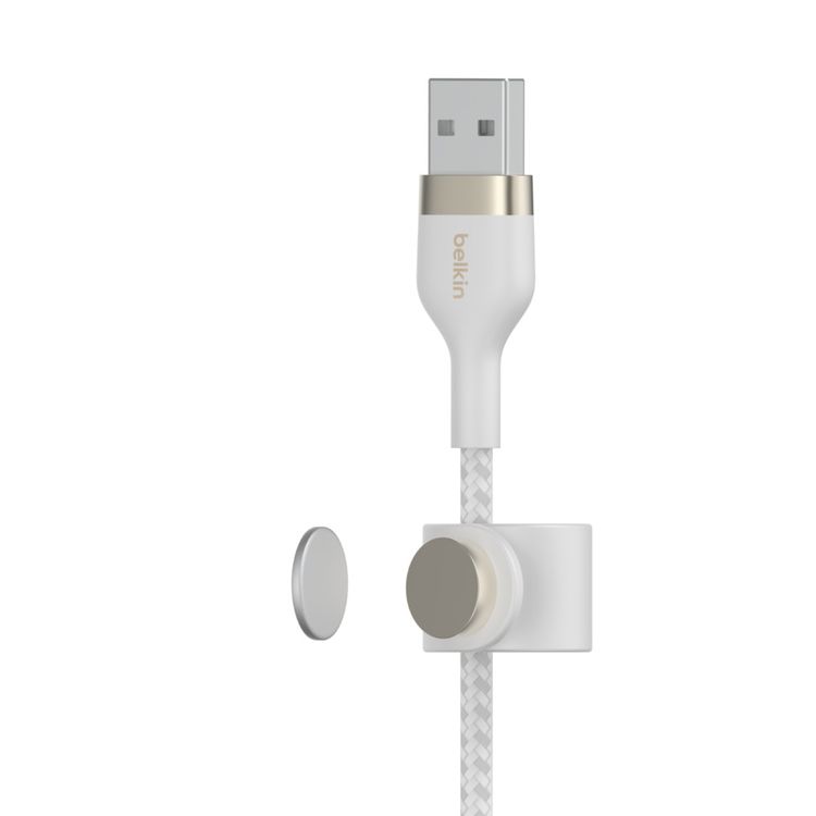 Belkin CAA010bt1MWH BOOST CHARGE™PRO Flex USB-A to Lightning Cable_Braided Silicone, 1M - White