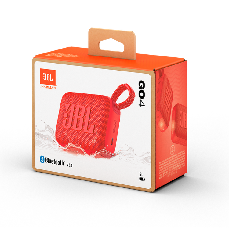 JBL Go4 Portable Wireless Speaker, 7 Hours Music Play Time, Water Proof & Dust Proof, Bluetooth Version 5.3, Rechargeable Battery, Vibrant Color Options, JBL Pro Sound - Red