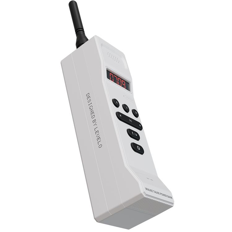 Levelo Revolt 20000mAh Walkie Talkie Power Bank with 1.5km Communication Distance, Laptop Charger, LED Detachable Antenna, PD 100W Total Output, Safety Protection, Type-C In/Out, LED Display, Voice Recorder - White