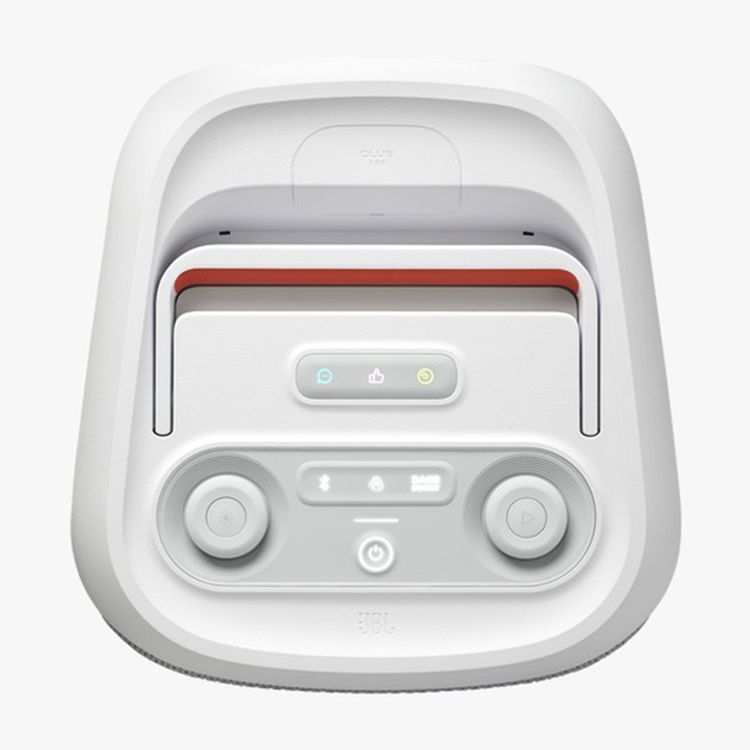JBL PartyBox Club 120 Bluetooth Speaker, 12 Hours Play Time, Futuristic Lightshow, Foldable Handle, Splash Proof, Dual Mic & Guitar Inputs, Bluetooth Version 5.3 - White